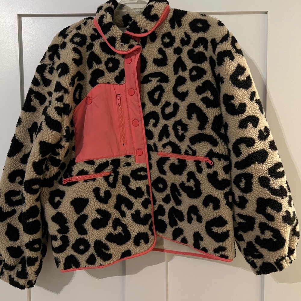 Leopard print jacket with bright pink details size medium